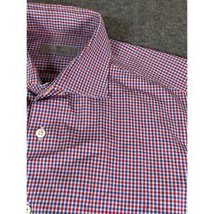 Canali Dress Shirt Mens 41 16 Multicolor Gingham Check Button Up‎ Made In Italy